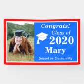 Red White Blue One Foto Class 2024 Abschluss Banner (Horizontal)