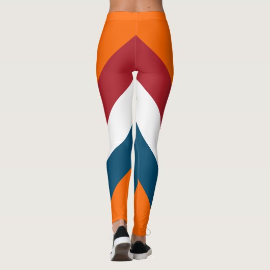 Red White Blue Orange Dutch Flag Streifen Muster Leggings (Rückseite)