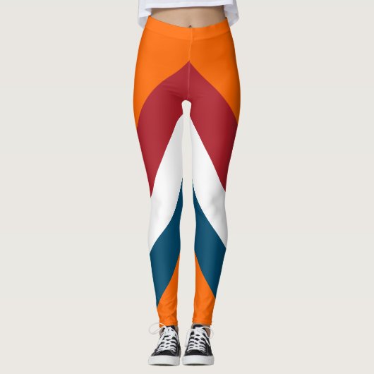 Red White Blue Orange Dutch Flag Streifen Muster Leggings (Vorderseite)