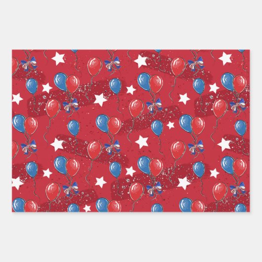 Red White Blue Party Geschenkpapier Set (Vorderseite)