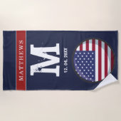 Red White Blue Patriogram Monogram Strandtuch (Vorderseite)