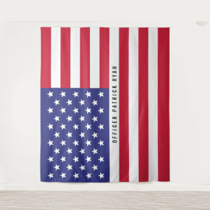Red White Blue Patriogram Monogram Wandteppich