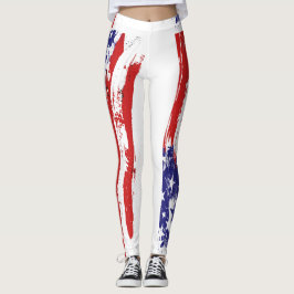 Red White & Blue, Patriot, Freedom, American Flag Leggings