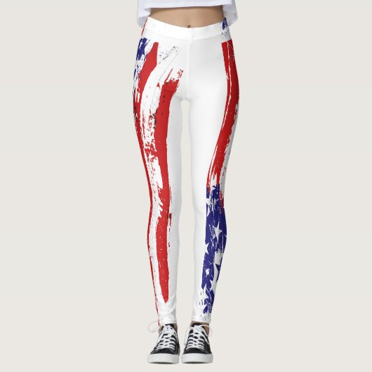 Red White & Blue, Patriot, Freedom, American Flag Leggings (Vorderseite)