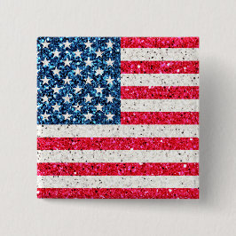 Red White Blue Patriotic American USA Flag Party Button