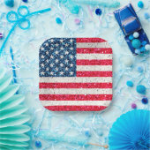 Red White Blue Patriotic American USA Flag Party Pappteller (Party)