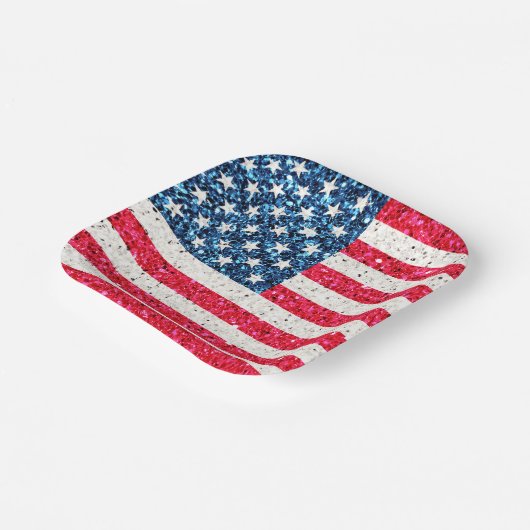 Red White Blue Patriotic American USA Flag Party Pappteller (Gewinkelt)