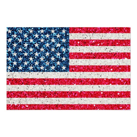 Red White Blue Patriotic American USA Flag Party Poster (Vorderseite)