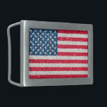 Red White Blue Patriotic American USA Flag Party Rechteckige Gürtelschnalle<br><div class="desc">Glitzer amerikanische Flagge. Patriotisches und festliches Design mit rot-weißen Streifen und Sternen funkelnd Textur.</div>