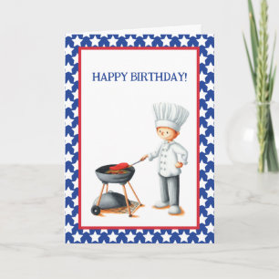 Red White Blue Patriotic Barbecue Birthday Karte