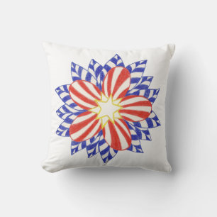 Red White Blue Patriotic Blume Pillows Kissen