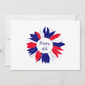 Red White Blue Patriotic Floral Amerikanische Unab Einladung (Vorderseite)