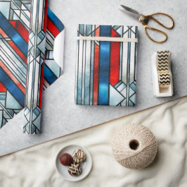Red White Blue Patriotic gesteinigtes Glas 4. Juli Geschenkpapier