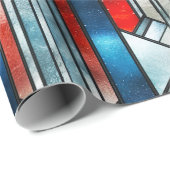 Red White Blue Patriotic gesteinigtes Glas 4. Juli Geschenkpapier (Rolleneckpunkt)