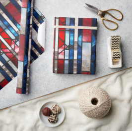 Red White Blue Patriotic gesteinigtes Glas 4. Juli Geschenkpapier