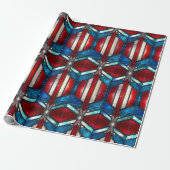 Red White Blue Patriotic gesteinigtes Glas 4. Juli Geschenkpapier (Ungerollt)