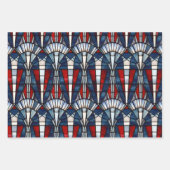 Red White Blue Patriotic gesteinigtes Glas 4. Juli Geschenkpapier Set (Vorderseite 3)