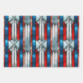 Red White Blue Patriotic gesteinigtes Glas 4. Juli Geschenkpapier Set (Vorderseite 2)