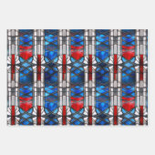 Red White Blue Patriotic gesteinigtes Glas 4. Juli Geschenkpapier Set (Vorderseite 3)
