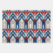 Red White Blue Patriotic gesteinigtes Glas 4. Juli Geschenkpapier Set (Vorderseite 2)