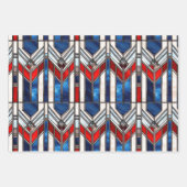 Red White Blue Patriotic gesteinigtes Glas 4. Juli Geschenkpapier Set (Vorderseite)