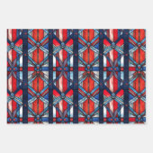 Red White Blue Patriotic gesteinigtes Glas 4. Juli Geschenkpapier Set (Vorderseite)