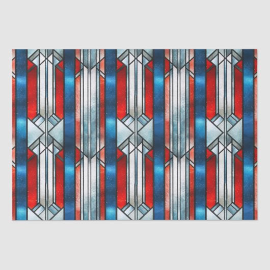 Red White Blue Patriotic gesteinigtes Glas 4. Juli Seidenpapier (Vorderseite)