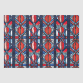 Red White Blue Patriotic gesteinigtes Glas 4. Juli Seidenpapier