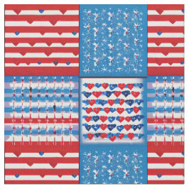 Red White Blue Patriotic Independence Flag Quilt Stoff