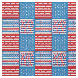 Red White Blue Patriotic Independence Flag Quilt Stoff