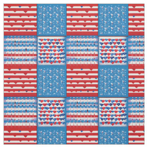 Red White Blue Patriotic Independence Flag Quilt Stoff