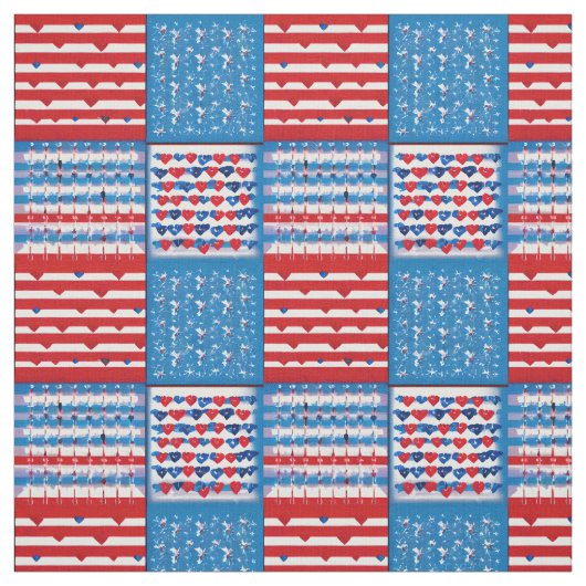 Red White Blue Patriotic Independence Flag Quilt Stoff (Muster)