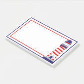 Red White Blue Patriotic Lighthouse Postit Notes Post-it Klebezettel (angewinkelt)