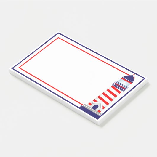 Red White Blue Patriotic Lighthouse Postit Notes Post-it Klebezettel (angewinkelt)