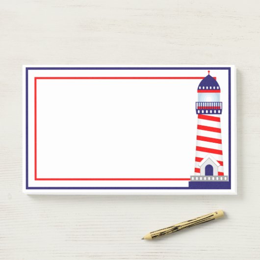 Red White Blue Patriotic Lighthouse Postit Notes Post-it Klebezettel (Auf Schreibtisch)