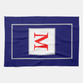 Red White Blue Patriotic Mit Monogramm Geschirrtuch (Horizontal)