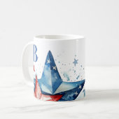 Red White Blue Patriotic Monogram Kaffeetasse (Vorderseite Links)