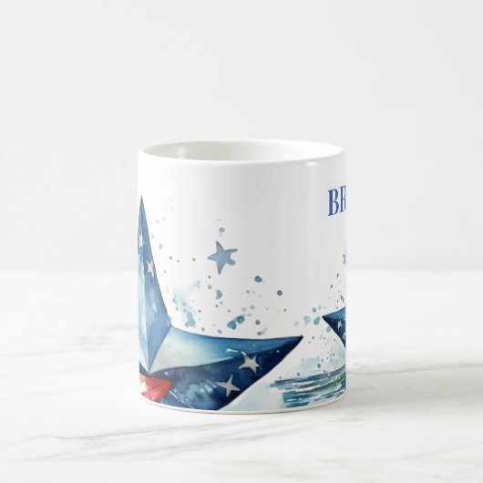 Red White Blue Patriotic Monogram Kaffeetasse (Mittel)
