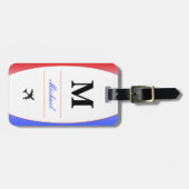 Red White & Blue Patriotic Name Monogram Suitcase Gepäckanhänger (Vorderseite horizontal)