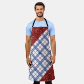RED WHITE BLUE PATRIOTIC PLAID PATTERN SCHÜRZE (Getragen)