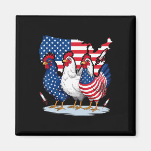 Red White Blue Patriotic Rooster 4. Ju Magnet