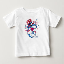 Red White Blue Patriotic Shark 4. Juli