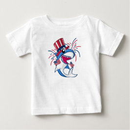 Red White Blue Patriotic Shark 4. Juli Baby T-shirt