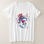 Red White Blue Patriotic Shark 4. Juli Große Größe T-Shirt (Design vorne)
