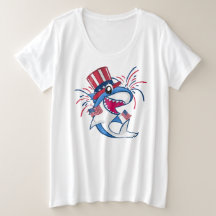 Red White Blue Patriotic Shark 4. Juli