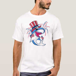 Red White Blue Patriotic Shark 4. Juli T-Shirt