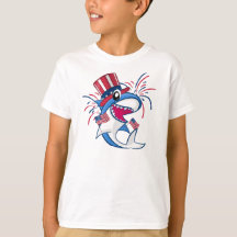 Red White Blue Patriotic Shark 4. Juli