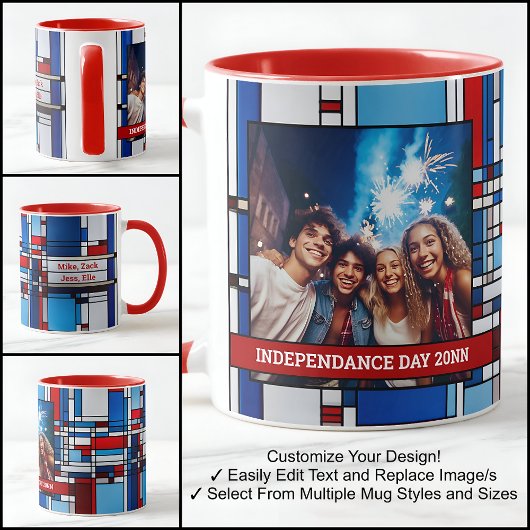 Red White Blue Patriotic Stached Glass Foto 019 Tasse