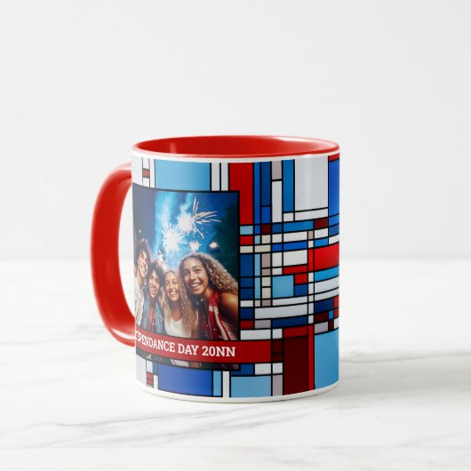 Red White Blue Patriotic Stached Glass Foto 019 Tasse (Vorderseite Links)