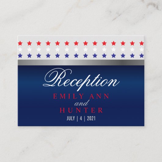 Red, White & Blue Patriotic Star Wedding Begleitkarte (Vorderseite)